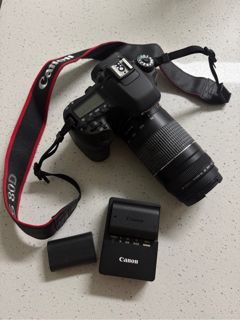 Canon EOS 80D DSLR Camera with zoom lense EF 75-300mm